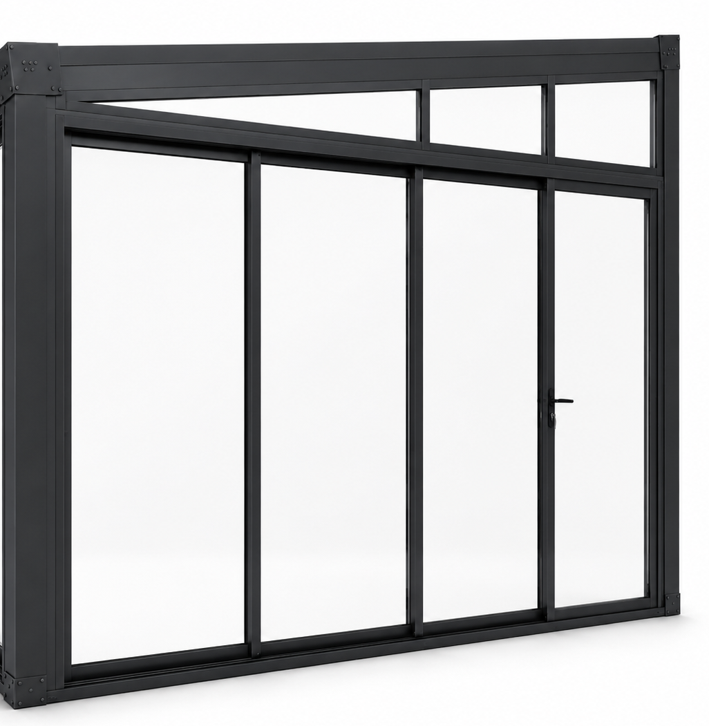 4-delt sideinnglassing med aluminiumsrammer